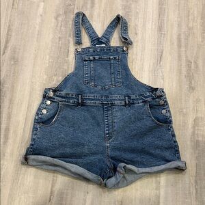 Ava & Viv Blue Denim Short Overalls SZ 18